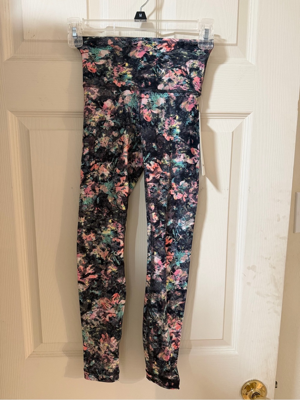 Women’s LULULEMON Wunder Under High-Waist Leggings - Black with Pink & Teal
